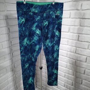 Spalding Speed-Dri Ladies Green & Blue Pattern Size Large Leggings